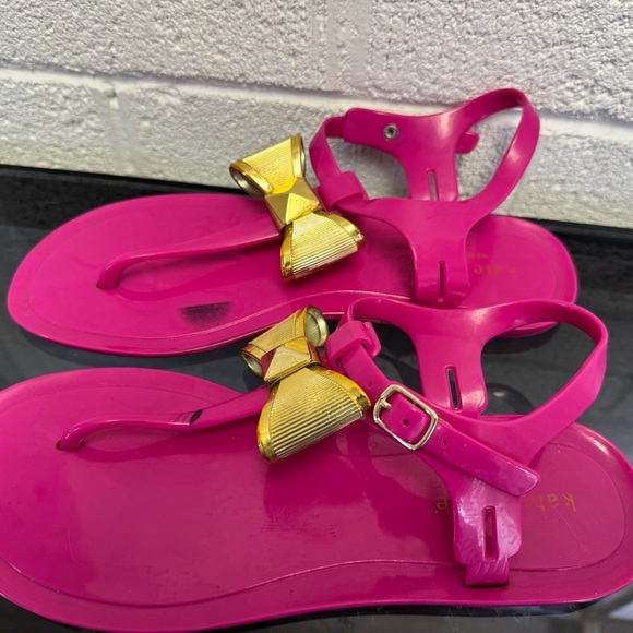 Kate Spade Pink and Gold T-Strap Sandals - Picture 7 of 11